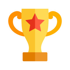 Golden trophy cup with red star representing victory and success