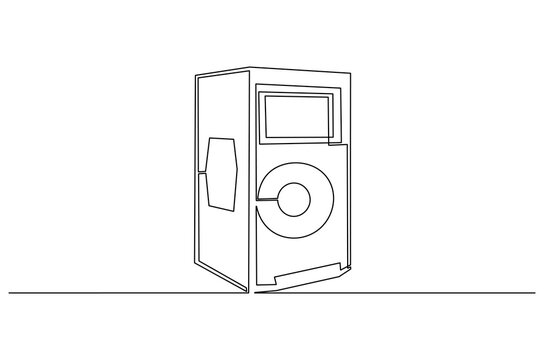 Continuous one line drawing of A new black bookshelf speaker. Single line drawing illustration of Speaker Music. Party equipment concept vector art. Doodle line illustration. - Powered by Adobe