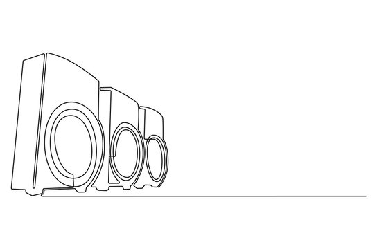 Continuous one line drawing of A new black bookshelf speaker. Single line drawing illustration of Speaker Music. Party equipment concept vector art. Doodle line illustration.