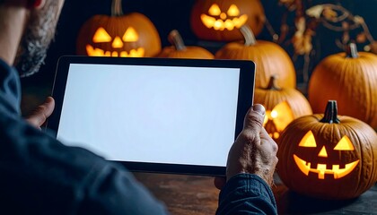 Faceless Person with iPad Viewing Halloween Decoration Ideas