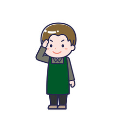 飲食店の店員／ななめ／男性 02