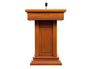 Classic wooden podium isolated for presentations or speech