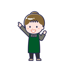 飲食店の店員／ななめ／女性 05