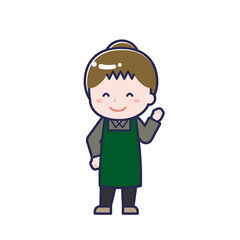 飲食店の店員／ななめ／女性 04