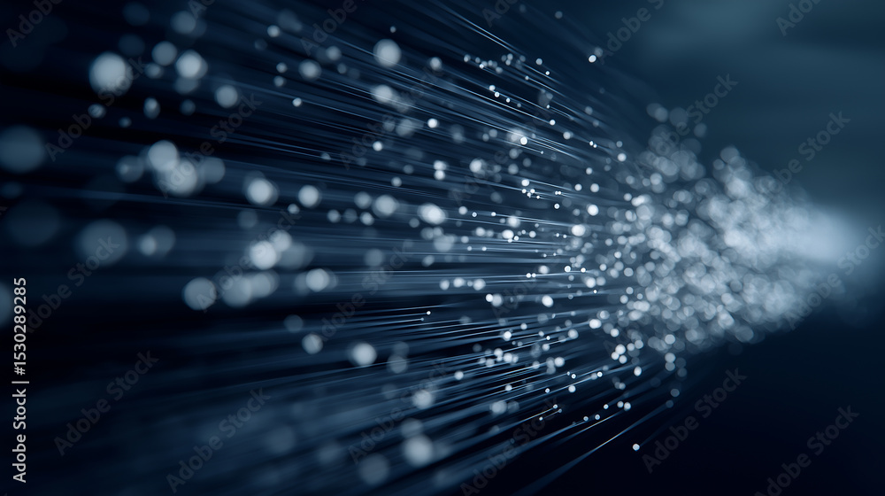 Poster abstract image of fiber optic cables or data lines with glowing particles, symbolizing high-speed in