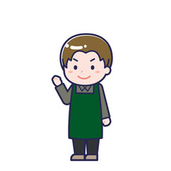 飲食店の店員／ななめ／男性 12