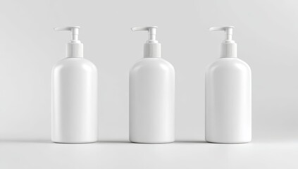 Three blank white pump bottles