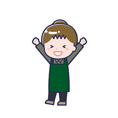 飲食店の店員／ななめ／女性 03