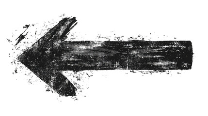 Black Grunge Arrow Pointing To The Left Isolated On Transparent Background