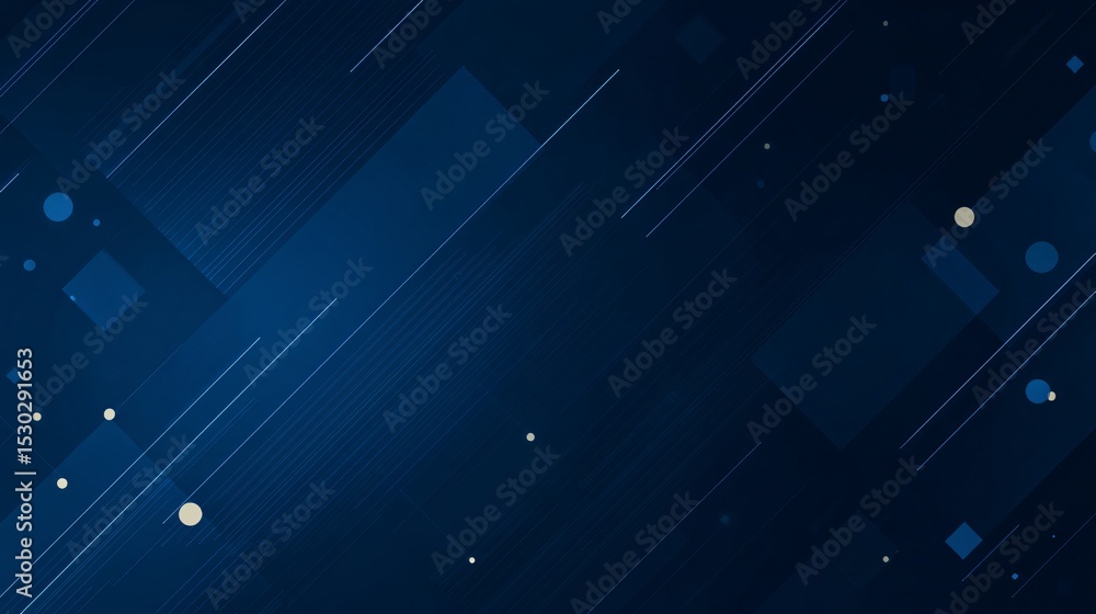 Aufkleber geometric shapes and lines create depth on a dark blue backdrop, abstract modern style design.