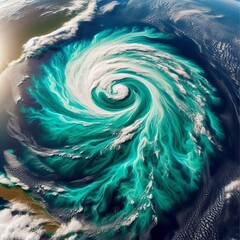 swirling into turquoise eddies visible only
