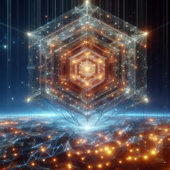 Tesseract Unfolding nested glowing geometries