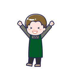 飲食店の店員／ななめ／男性 03