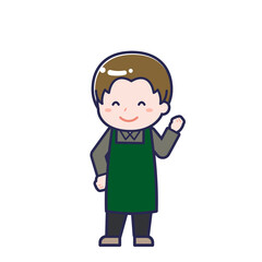 飲食店の店員／ななめ／男性 04