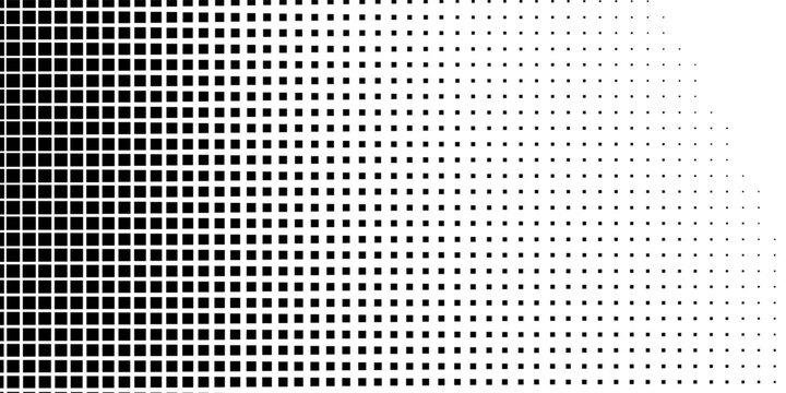 Rectangle dotted halftone gradient texture. Vanishing polka dot background. Repeating dots gradation modern abstract design