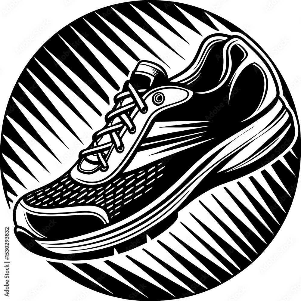 Poster illustration of a running shoe with dynamic background