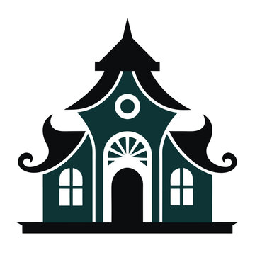 Bold ghar silhouette with artistic ornament white design