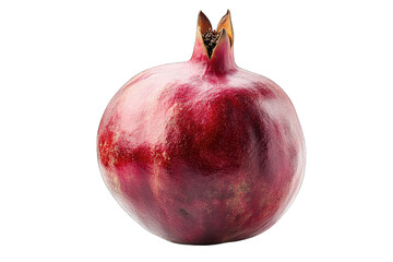 A Whole Ripe Pomegranate With A Red Smooth Skin And A Crown Of Brown Sepals Isolated On A Transparent Background