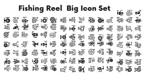 Fishing Reel Big Icon Set.svg, Fishing rod icon isolated on transparent background
