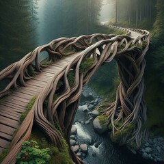 Obraz premium A bridge spans a chasm