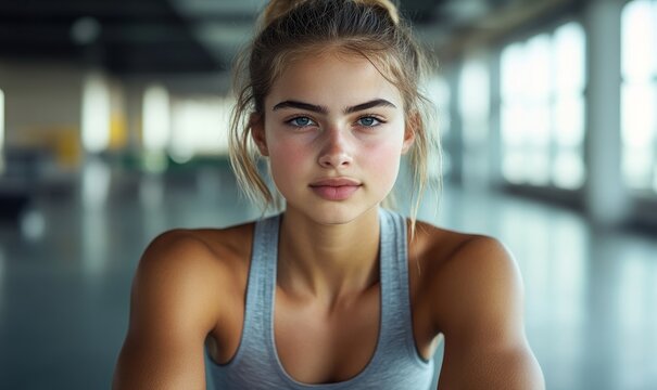 Young athletic woman taking a break from training, relaxing and recharging after a high-intensity workout session to optimize performance, Generative AI