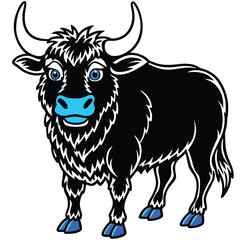 Cartoon buffalo illustration large animal with horns