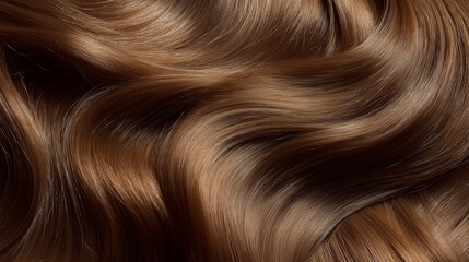 Fototapeta premium Close-up of flowing smooth brown hair strands in natural light. 