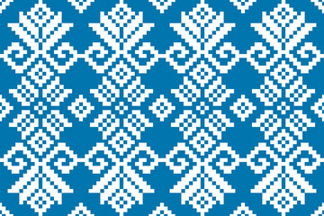 seamless knitted pattern ,blue background
