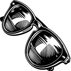 Illustration of sunglasses with detailed line work style