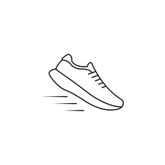 Sports shoes, sneakers black icon, flat design on white background. Vector illustration