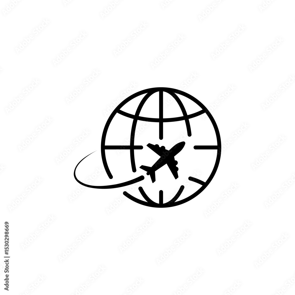 Aufkleber airplane dotted route line. path travel line shapes. flight route with start point and dash line tra