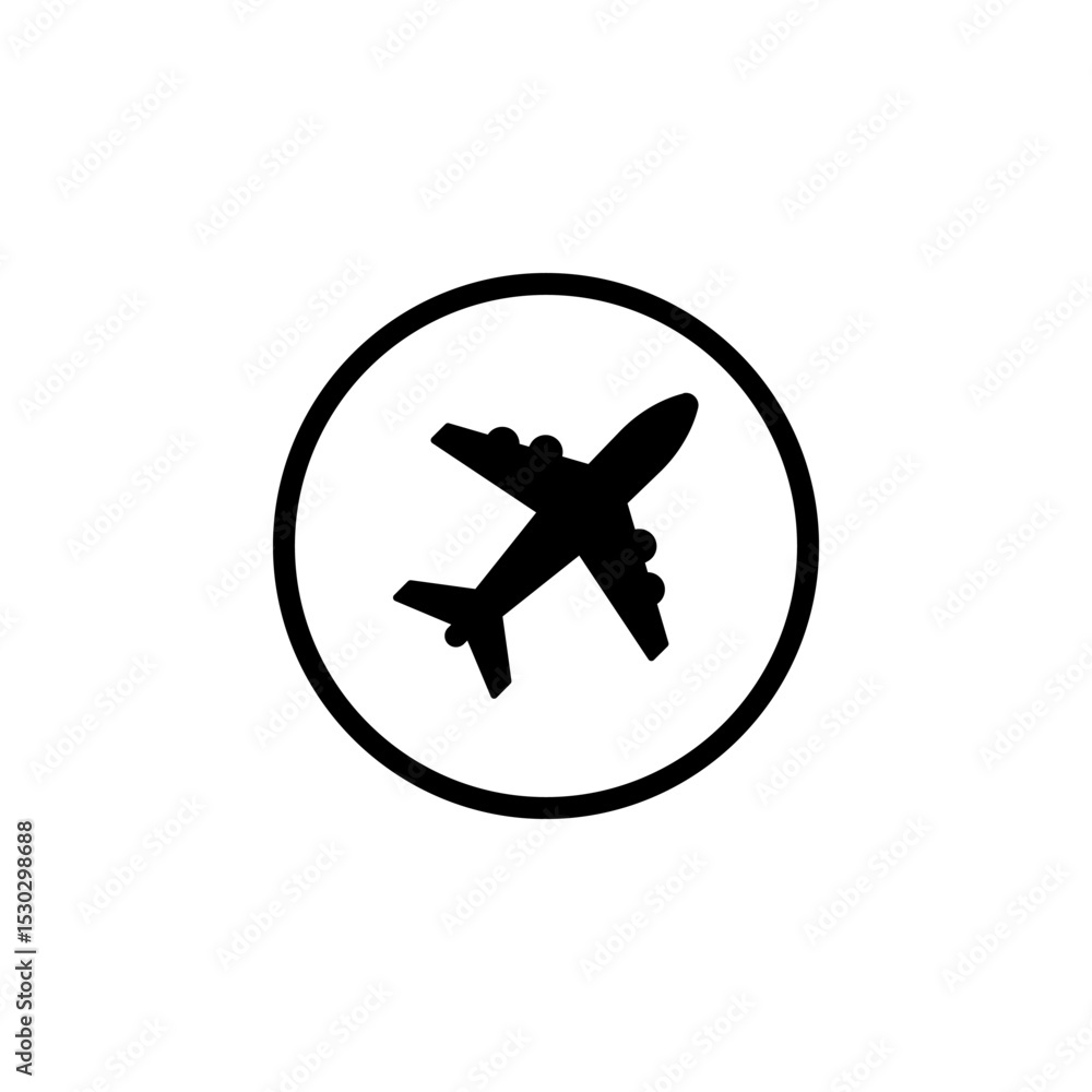 Poster plane track to point with dashed line way or air lines, airplane icon on white background