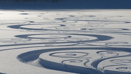 Snowy patterns carved in pristine snow