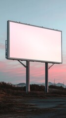 Fototapeta premium Empty Billboard in Modern Landscape at Sunset