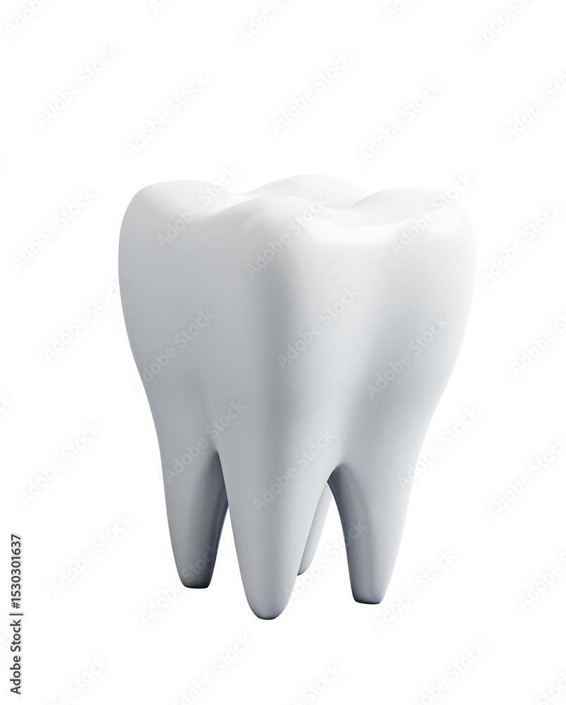 Poster realistic 3d rendering of a human molar tooth isolated on white background, dental care concept, cle