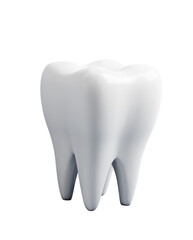 Realistic 3D rendering of a human molar tooth isolated on white background, dental care concept, clean cutout design element for templates. 3D Rendering