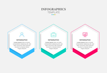Concept of arrow business model with 3 successive steps. colorful graphic elements. Timeline design for brochure, presentation. Infographic design layout