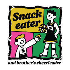 Snack eater and brother's cheerleader