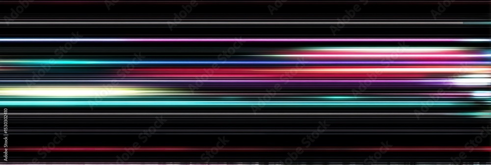 Wall mural abstract lines of light, multiple colors, blurred motion effect on dark background