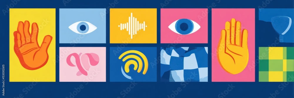 Poster Exploration of Different Learning Types in a Grid Format Showcasing Visual, Auditory, and Kinesthetic Representations