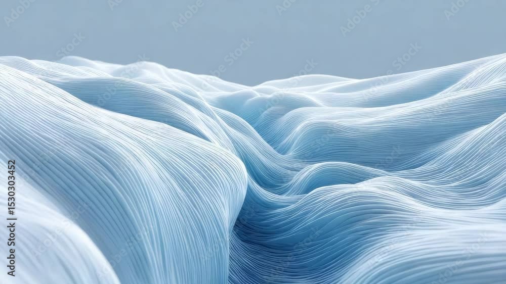 Poster serene abstract landscape of smooth blue waves and fluid textures, creating calming pattern that evo