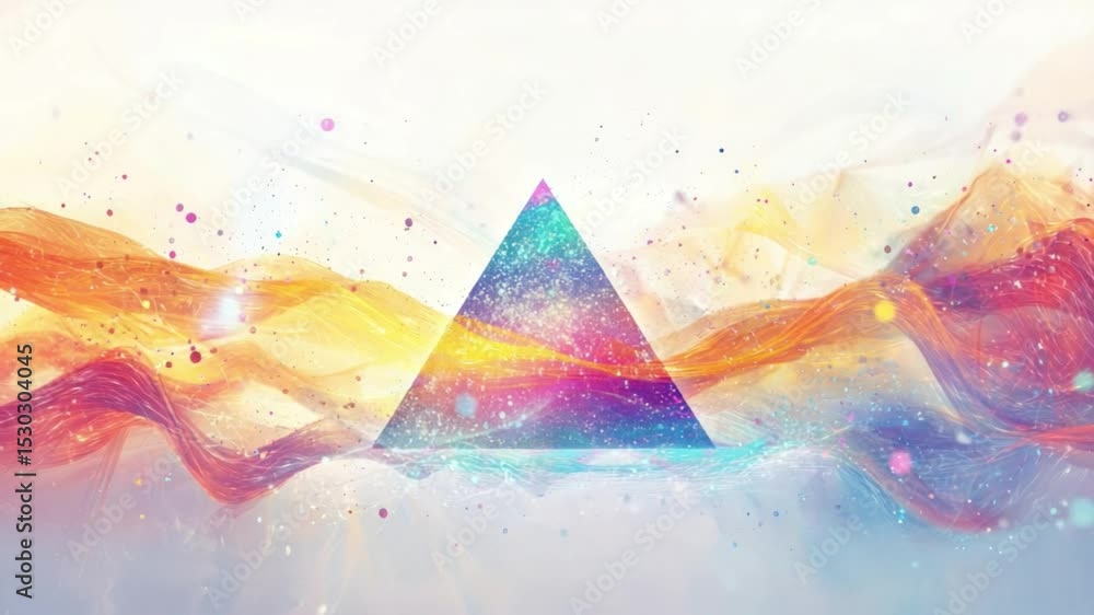 Poster abstract triangle and swirls: a mesmerizing composition features a vibrant triangle at the forefront