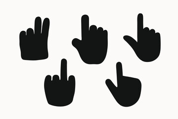 Fototapeta premium Collection of Simple Hand Gestures Pointing, Clicking, and More