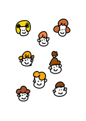 かわいい子供たちの顔セット