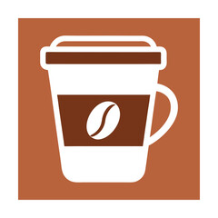 Minimalist coffee cup design featuring a coffee bean on a brown background.