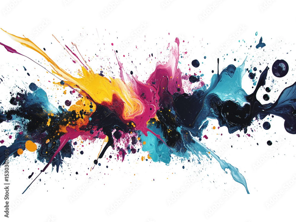 Poster an explosion of vibrant colored powders or colorful paint splashes, abstract soft pastel colorful mu