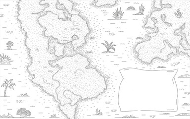 Naklejka premium Fantasy World Map Coloring Page for Creative Cartography and Adventure