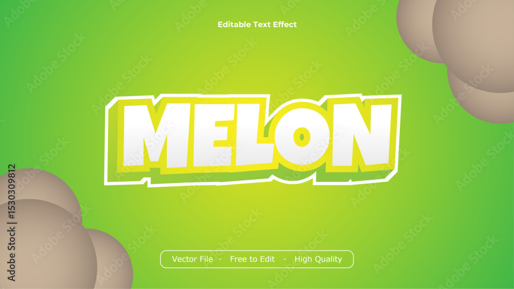 Poster melon text effects vector design with green background
