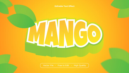 Mango Text Effects Vector Design with Yellow Background
