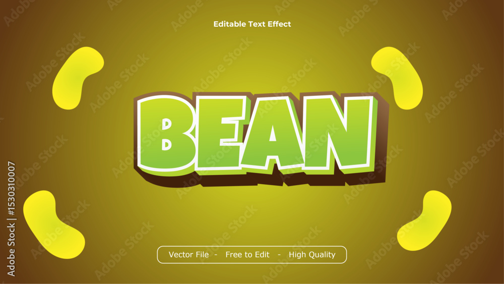 Poster bean text effects vector design with brown background